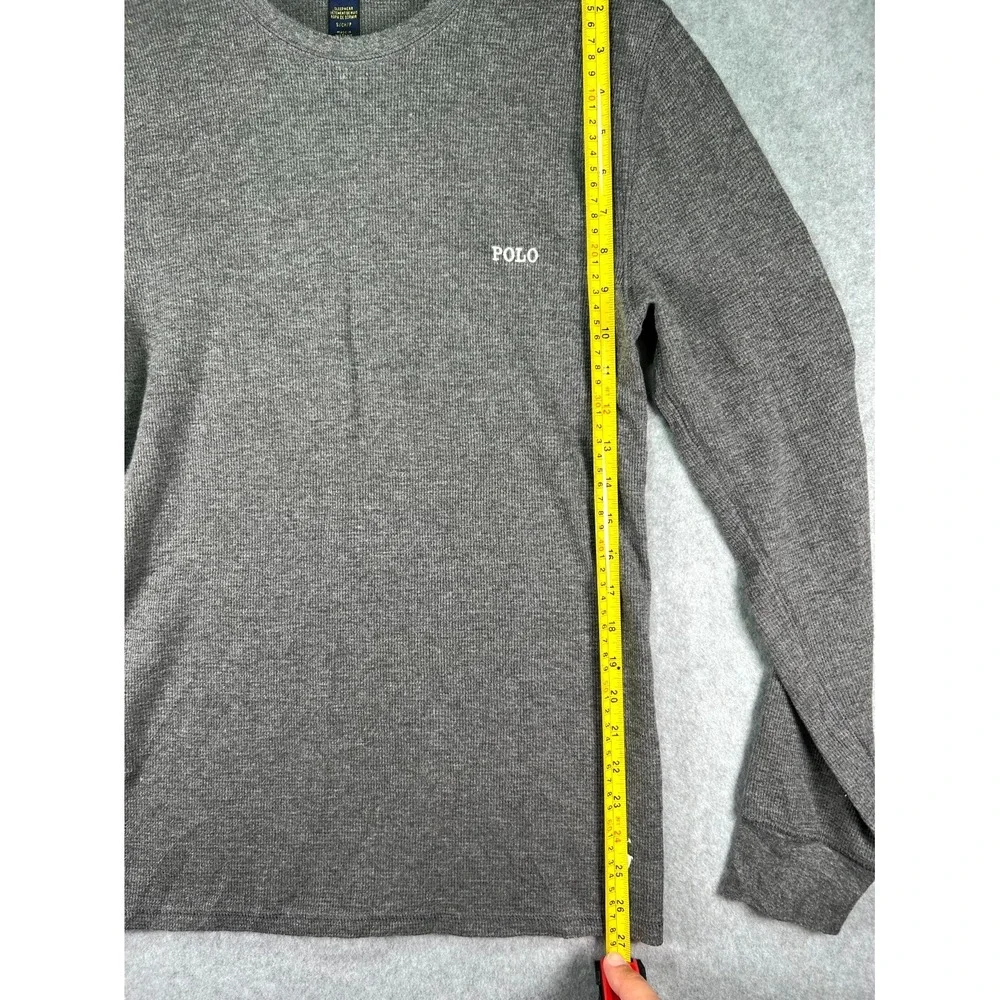 Polo Ralph Lauren Sleepwear Shirt Men's Small Gray Waffle Knit Embroidered Logo